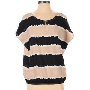 Ann Taylor LOFT Short Sleeve Blouse Size XS Black Ivory